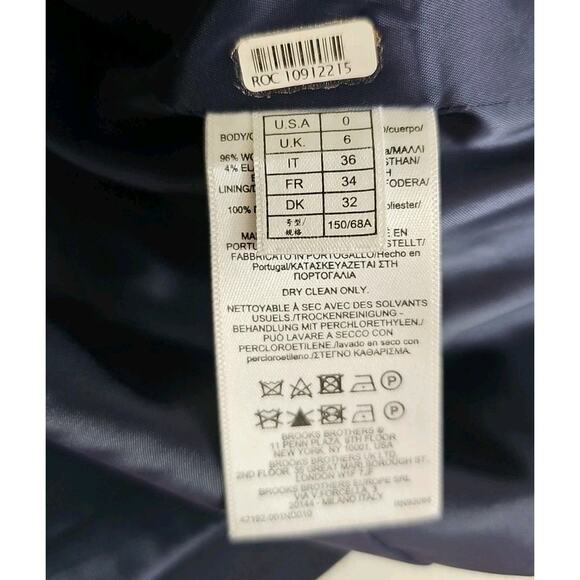 Brooks Brothers~Woman Size 0~ Midniht Blazer Wool Blend Linen Jacket Office Wear - Picture 4 of 16